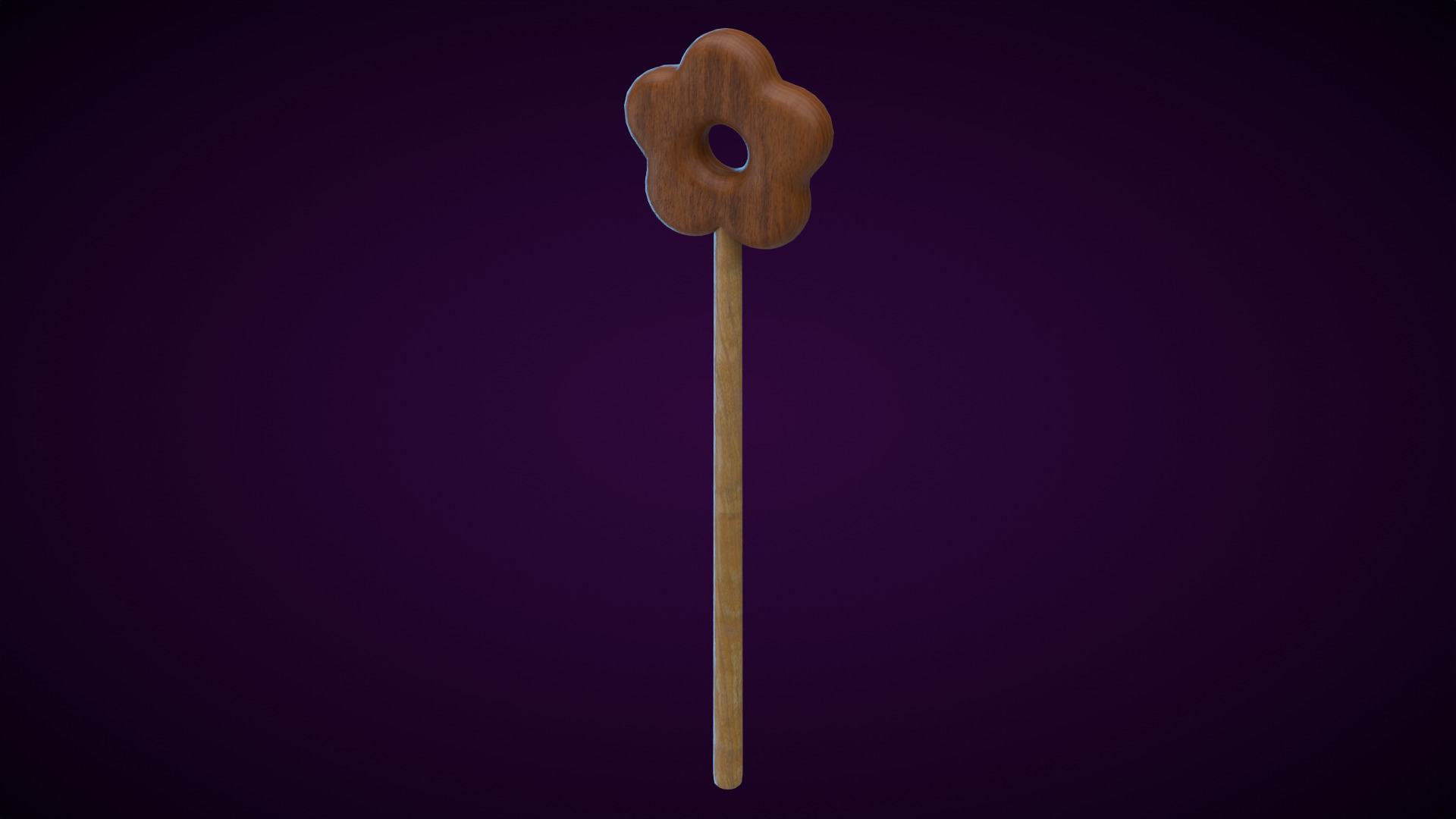 Wooden Flower Magic Wand  Low-poly 3D model_7