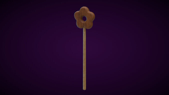 Wooden Flower Magic Wand  Low-poly 3D model