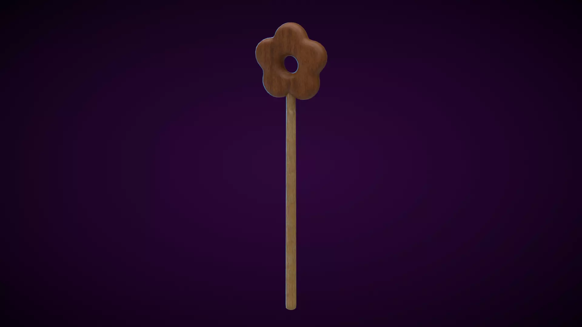 Wooden Flower Magic Wand  Low-poly 3D model_0