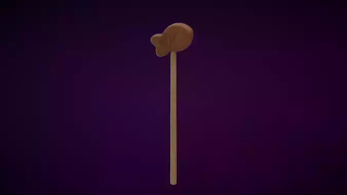 Wooden Fish Magic Wand  Low-poly 3D model