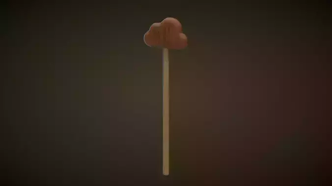 Wooden Cloud Magic Wand  Low-poly 3D model