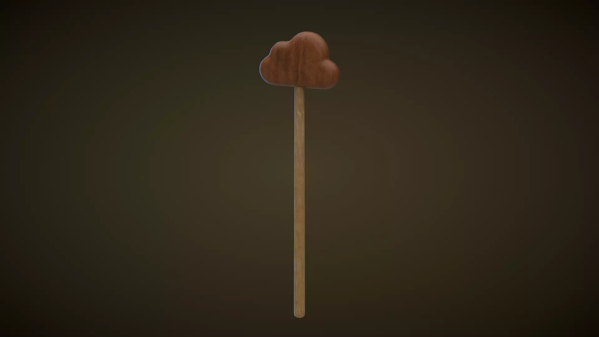 Wooden Cloud Magic Wand  Low-poly 3D model_0