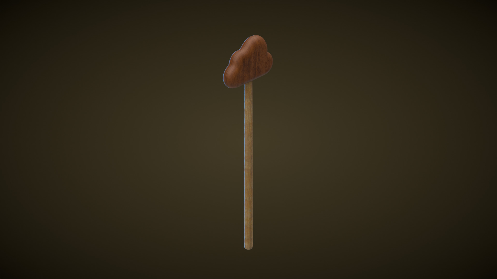 Wooden Cloud Magic Wand  Low-poly 3D model_2