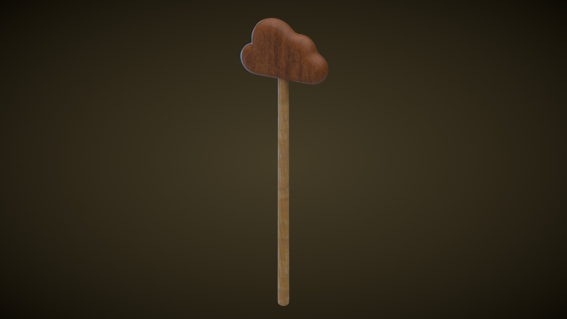 Wooden Cloud Magic Wand  Low-poly 3D model_6