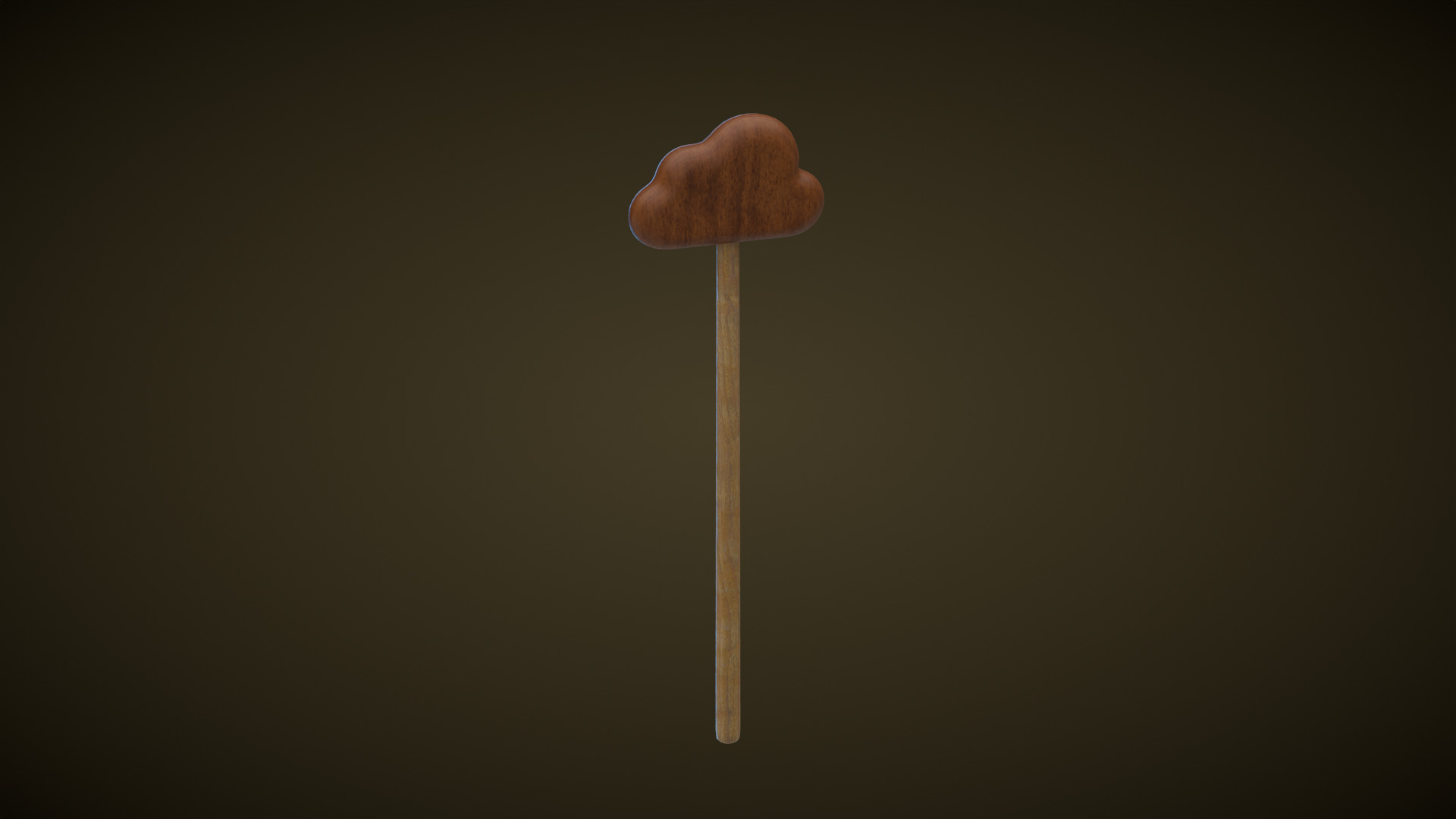 Wooden Cloud Magic Wand  Low-poly 3D model_1