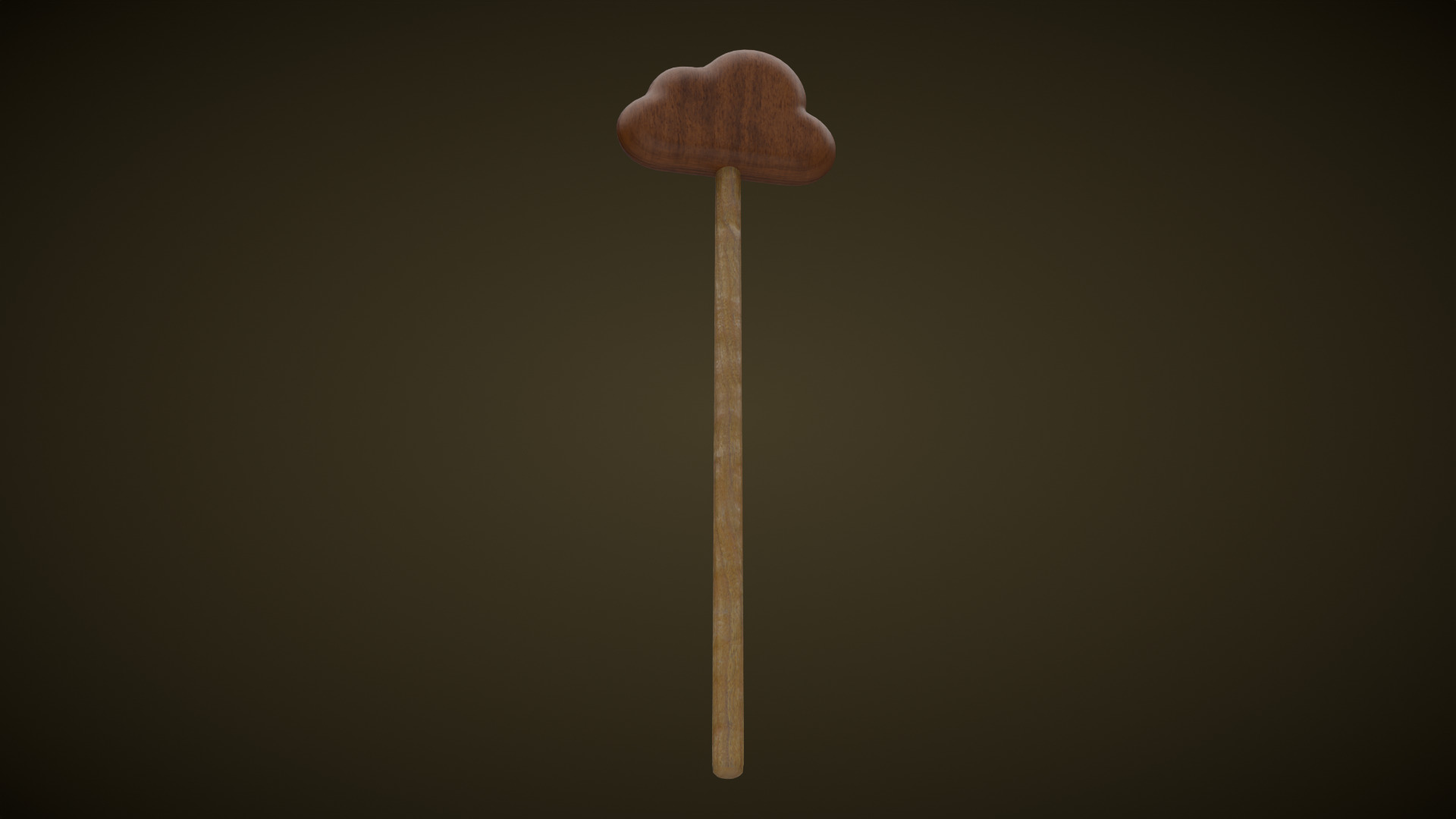 Wooden Cloud Magic Wand  Low-poly 3D model_9