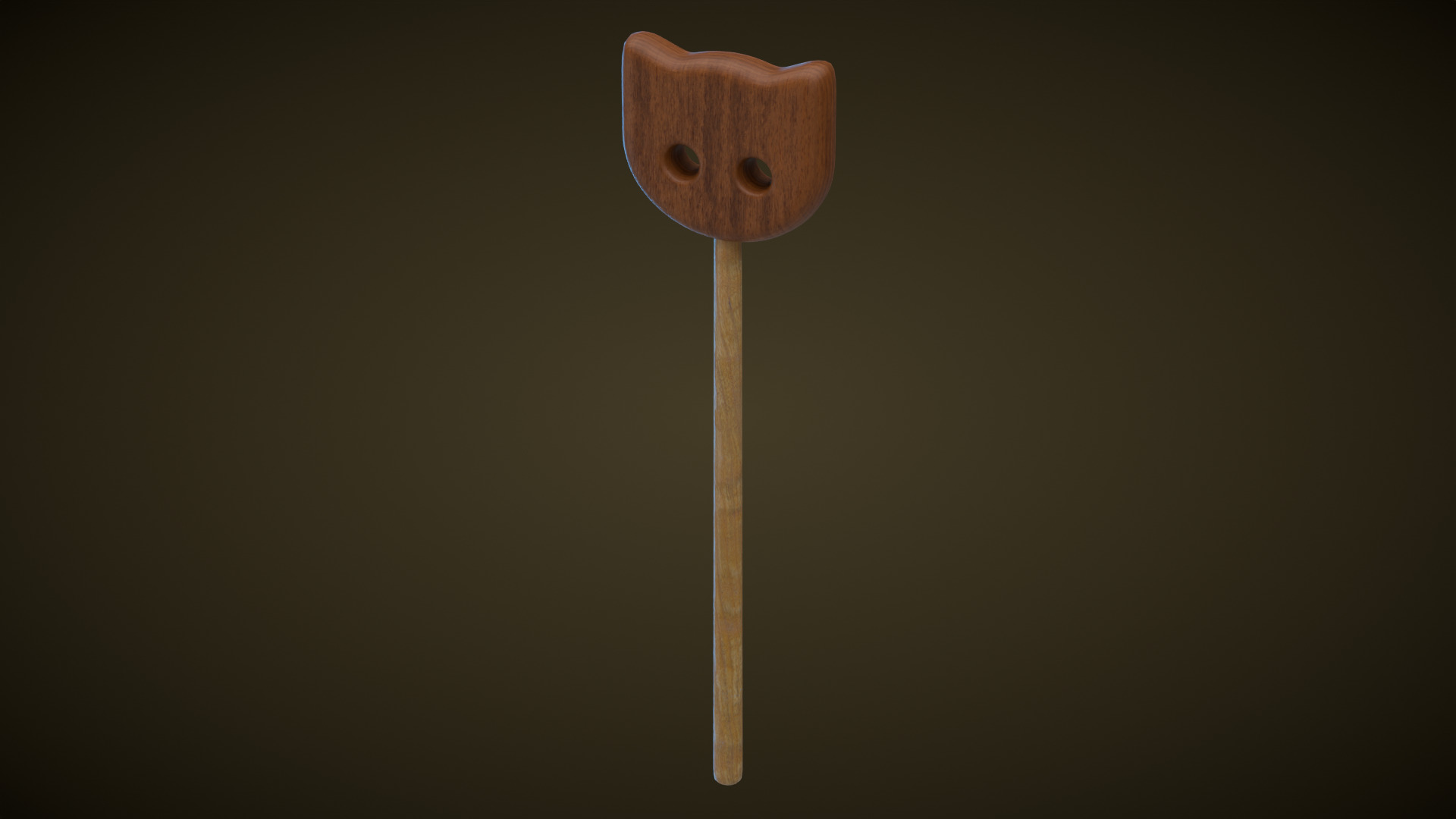 Wooden Cat Magic Wand  Low-poly 3D model_6