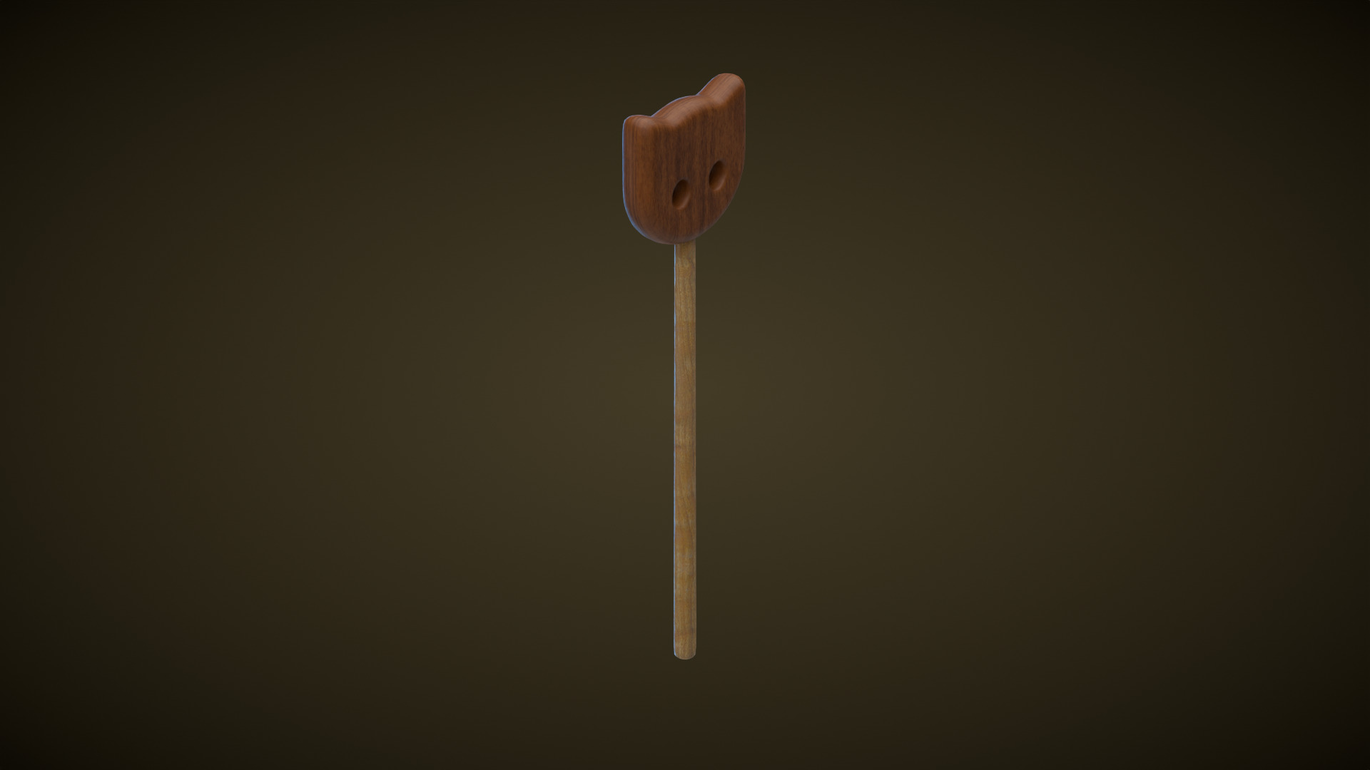 Wooden Cat Magic Wand  Low-poly 3D model_4
