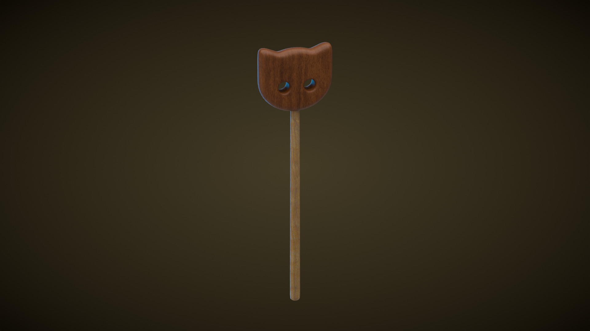 Wooden Cat Magic Wand  Low-poly 3D model_1