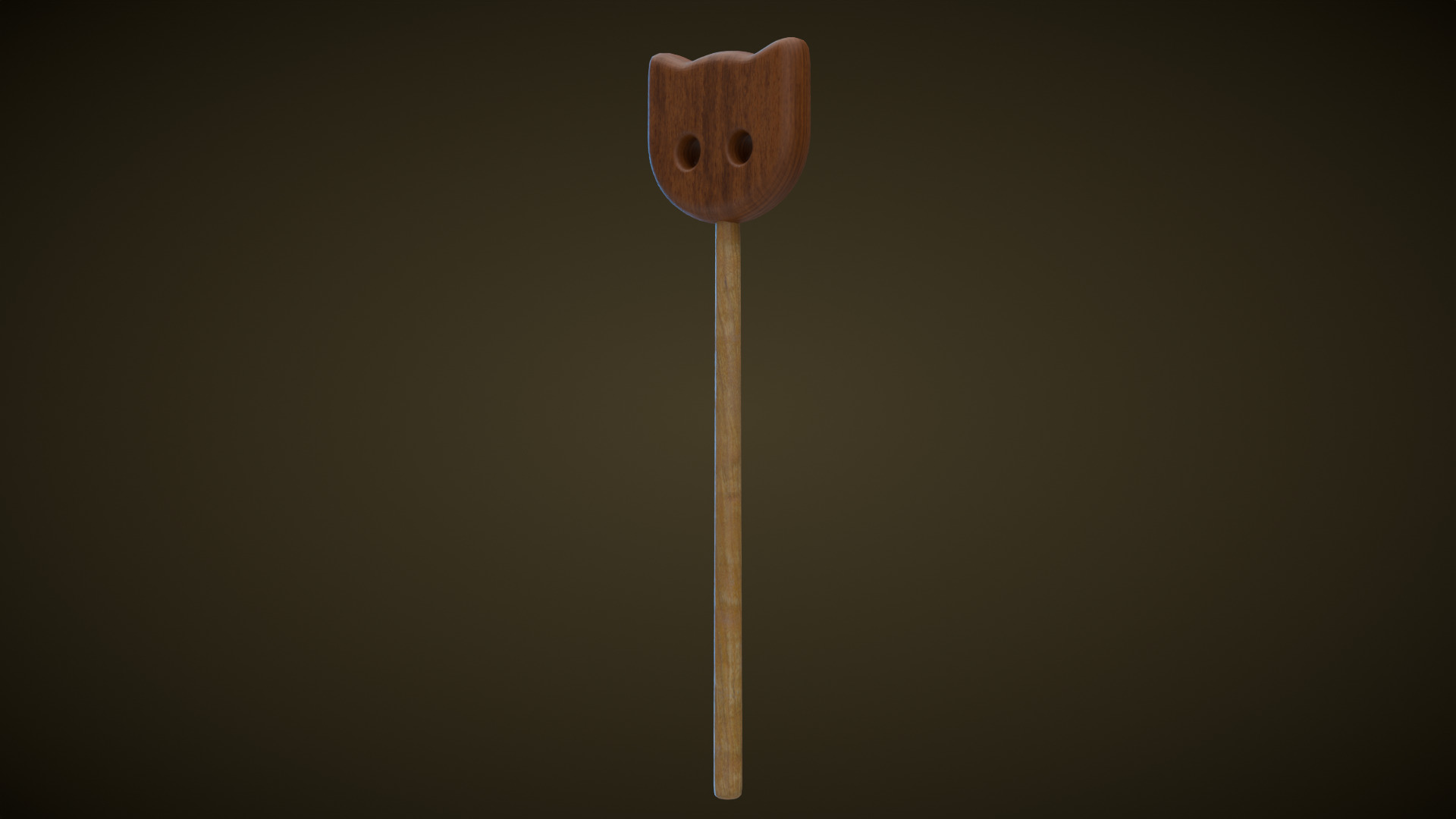 Wooden Cat Magic Wand  Low-poly 3D model_5