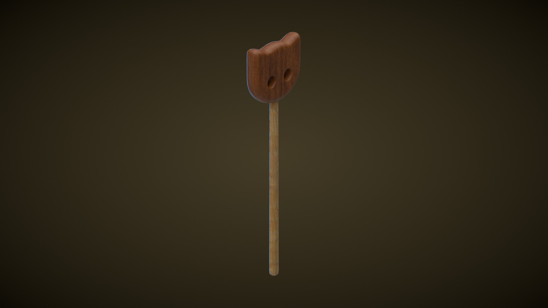 Wooden Cat Magic Wand  Low-poly 3D model_2