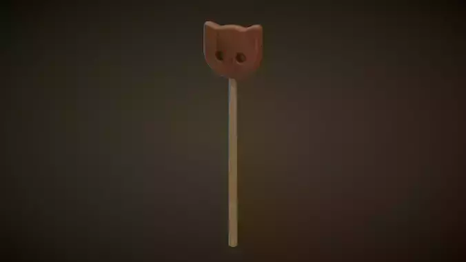 Wooden Cat Magic Wand  Low-poly 3D model