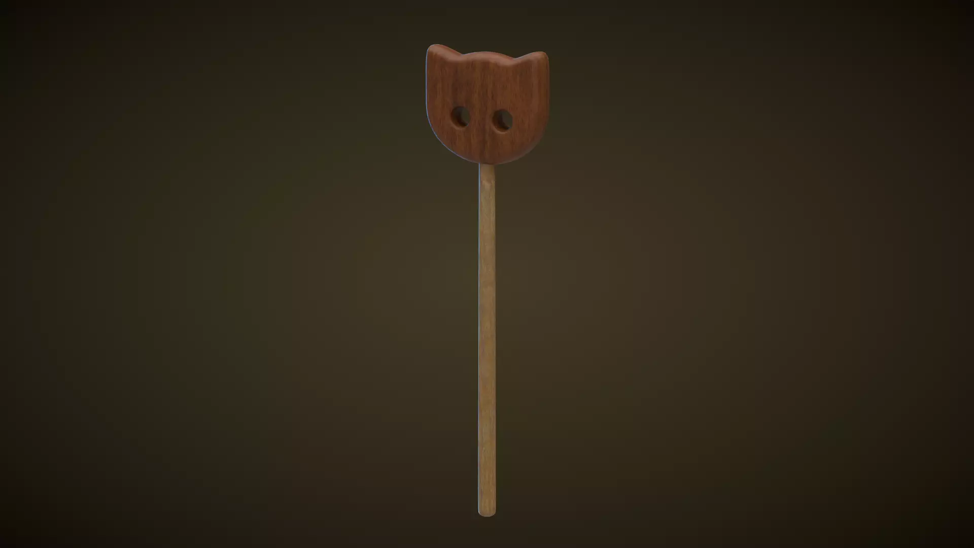 Wooden Cat Magic Wand  Low-poly 3D model_0