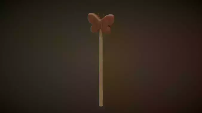 Wooden Butterfly Magic Wand  Low-poly 3D model