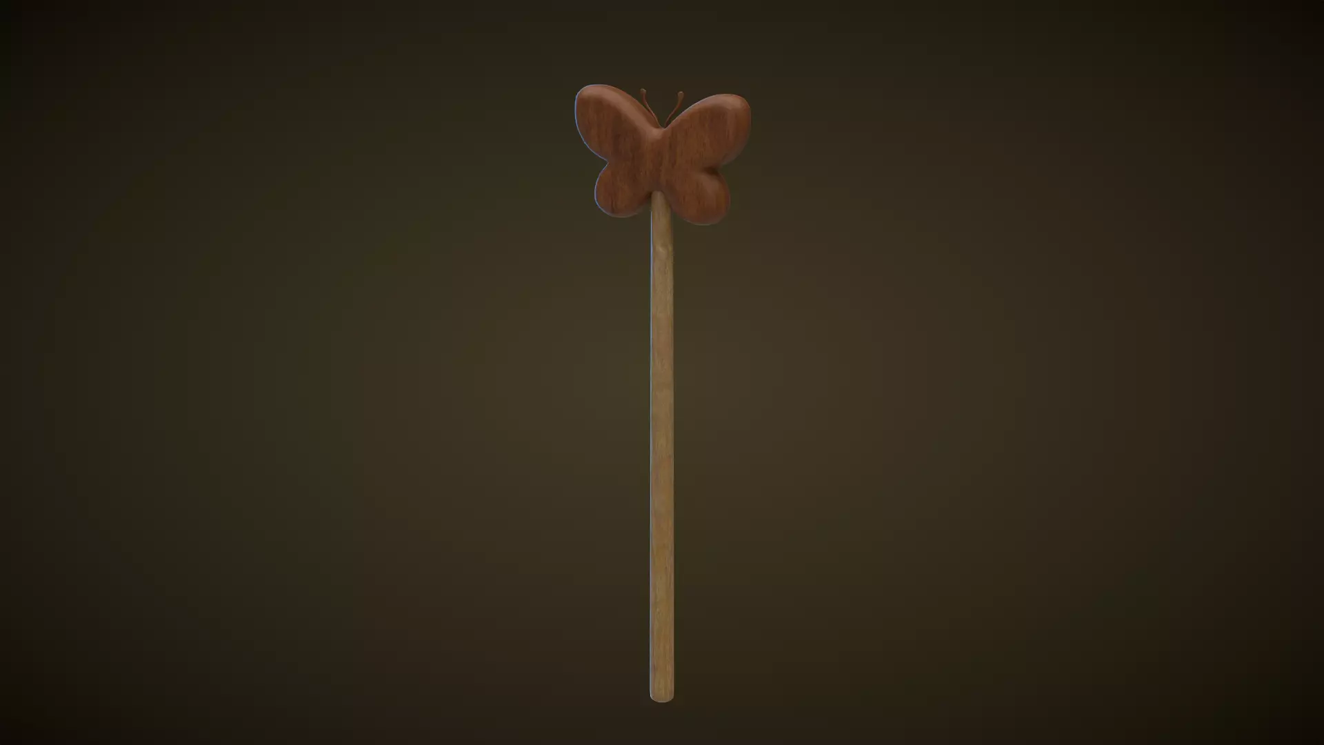 Wooden Butterfly Magic Wand  Low-poly 3D model_0