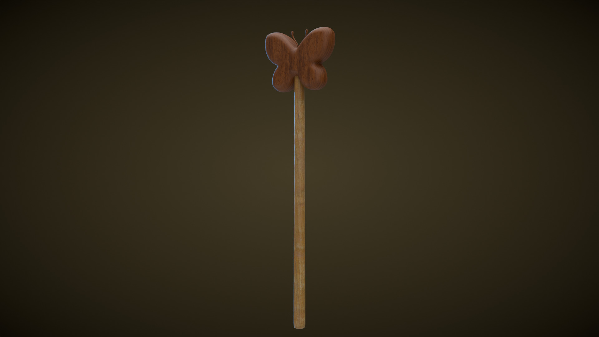 Wooden Butterfly Magic Wand  Low-poly 3D model_5