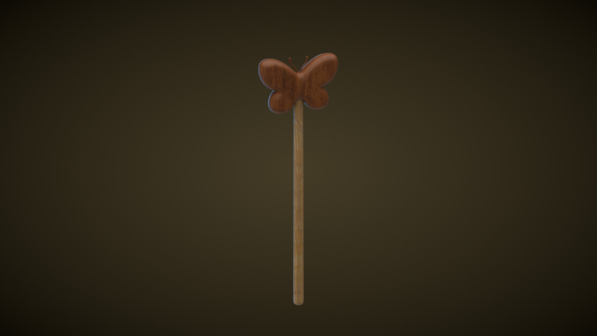 Wooden Butterfly Magic Wand  Low-poly 3D model_1