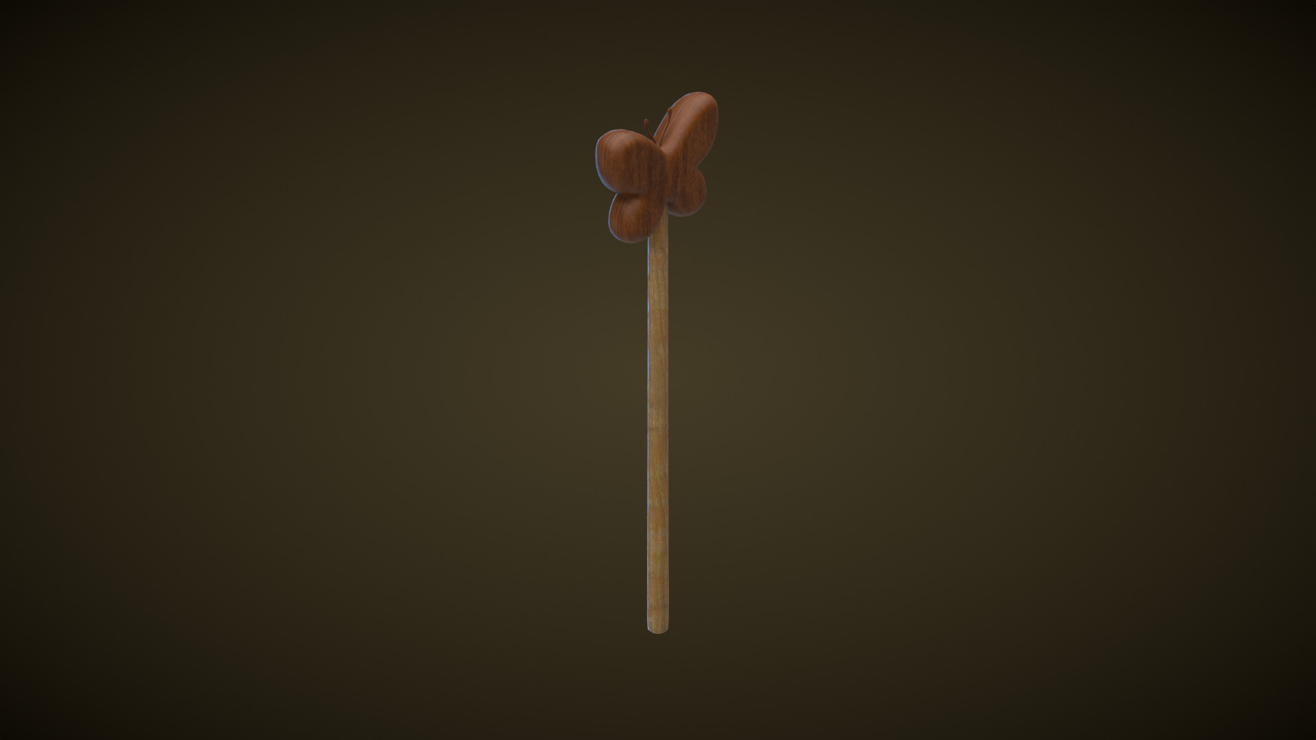 Wooden Butterfly Magic Wand  Low-poly 3D model_4