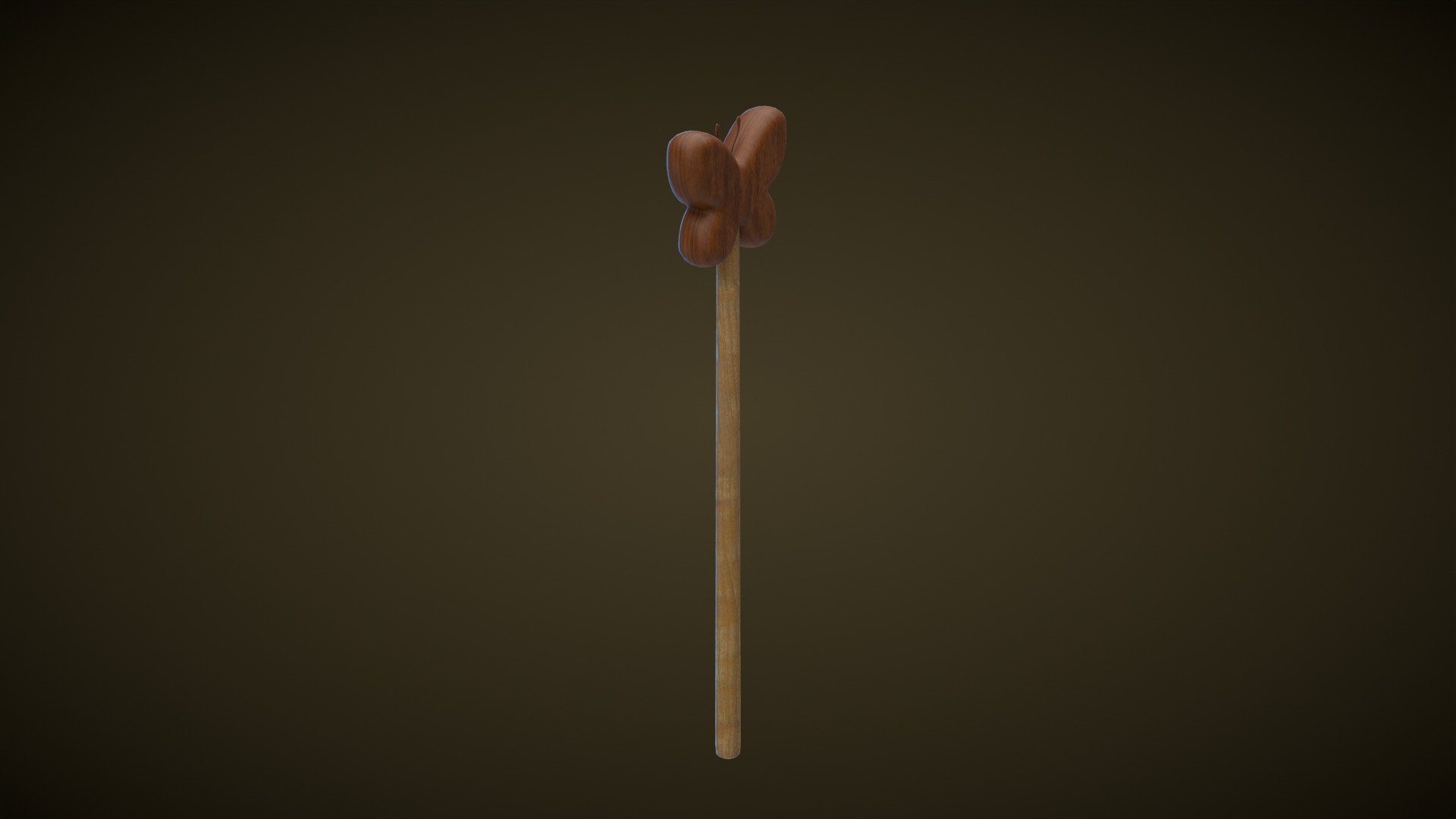 Wooden Butterfly Magic Wand  Low-poly 3D model_3