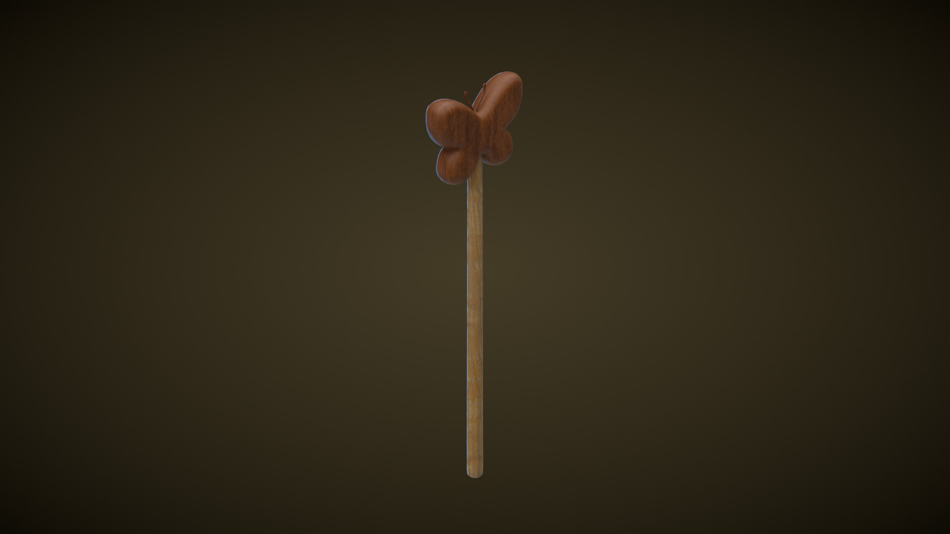 Wooden Butterfly Magic Wand  Low-poly 3D model_2