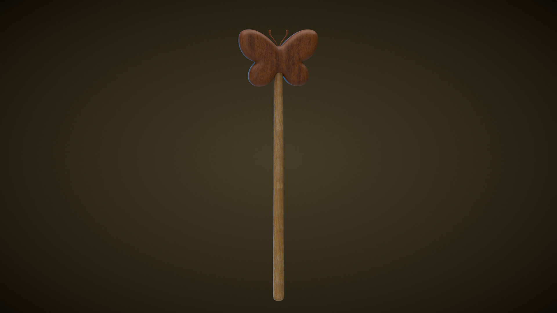 Wooden Butterfly Magic Wand  Low-poly 3D model_7