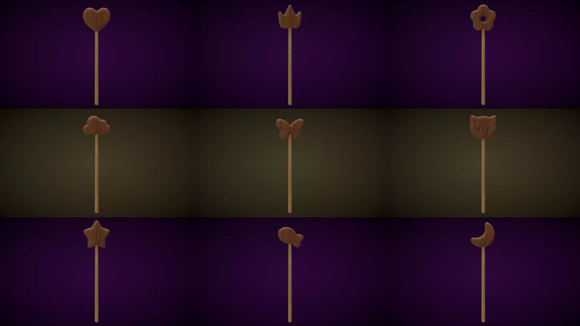 Wooden Magic Wand 3D Model Collection_0