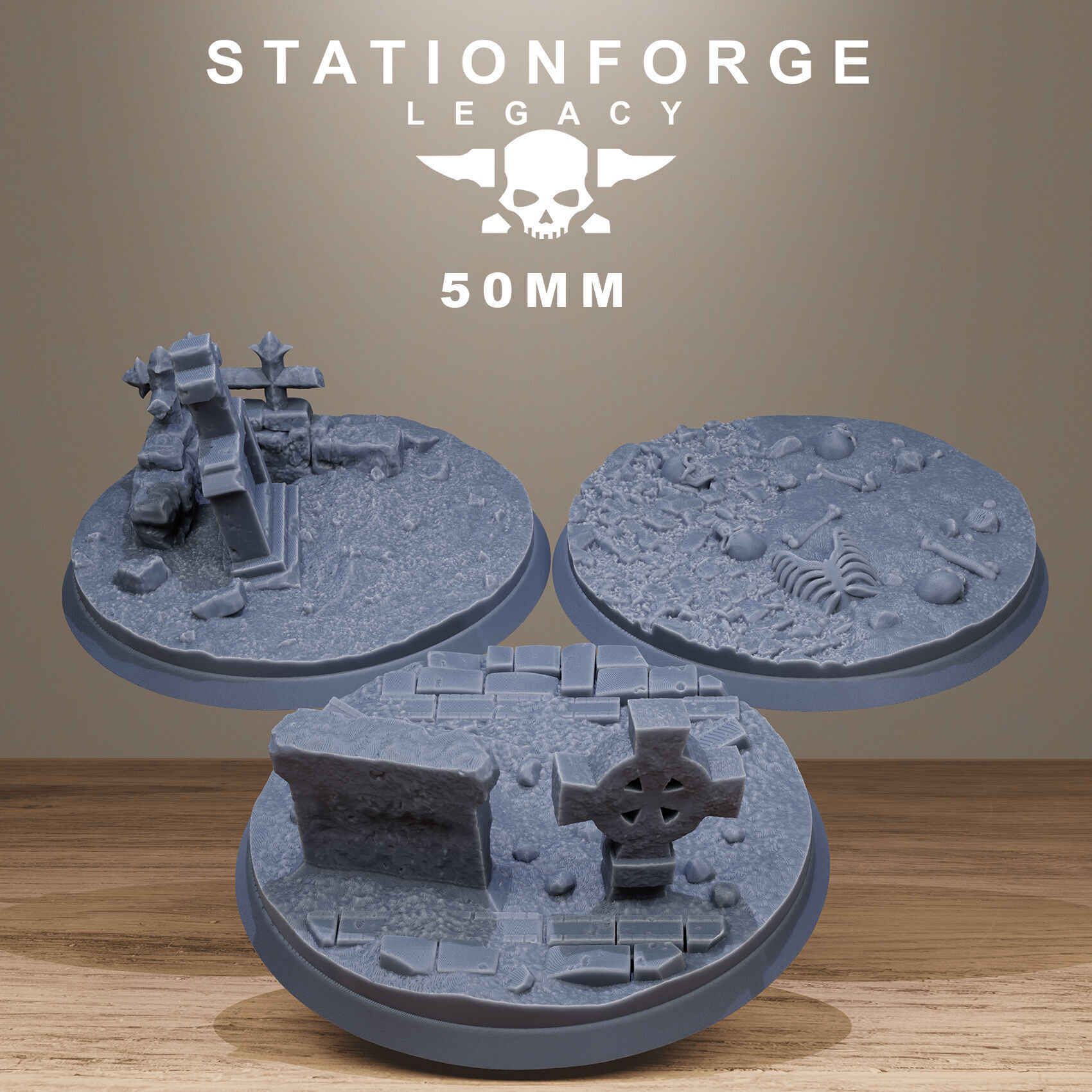 Gothic Bases Pack 40 Hollowed Bases And Toppers 3D print model_4