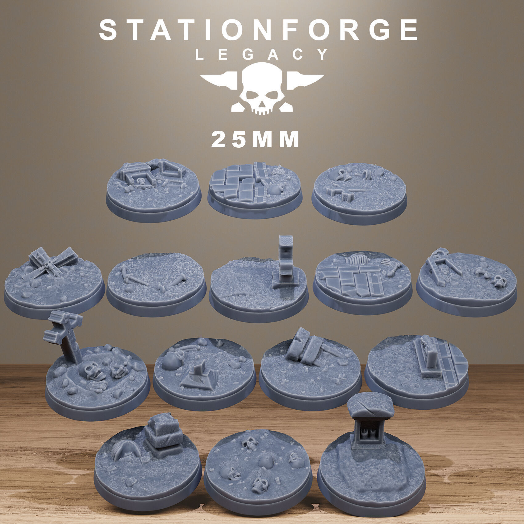 Gothic Bases Pack 40 Hollowed Bases And Toppers 3D print model_1