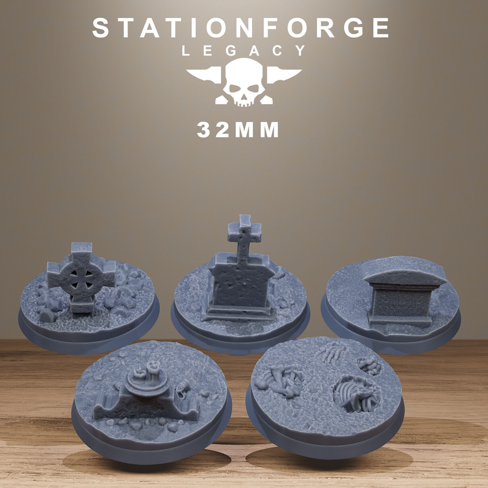 Gothic Bases Pack 40 Hollowed Bases And Toppers 3D print model_2