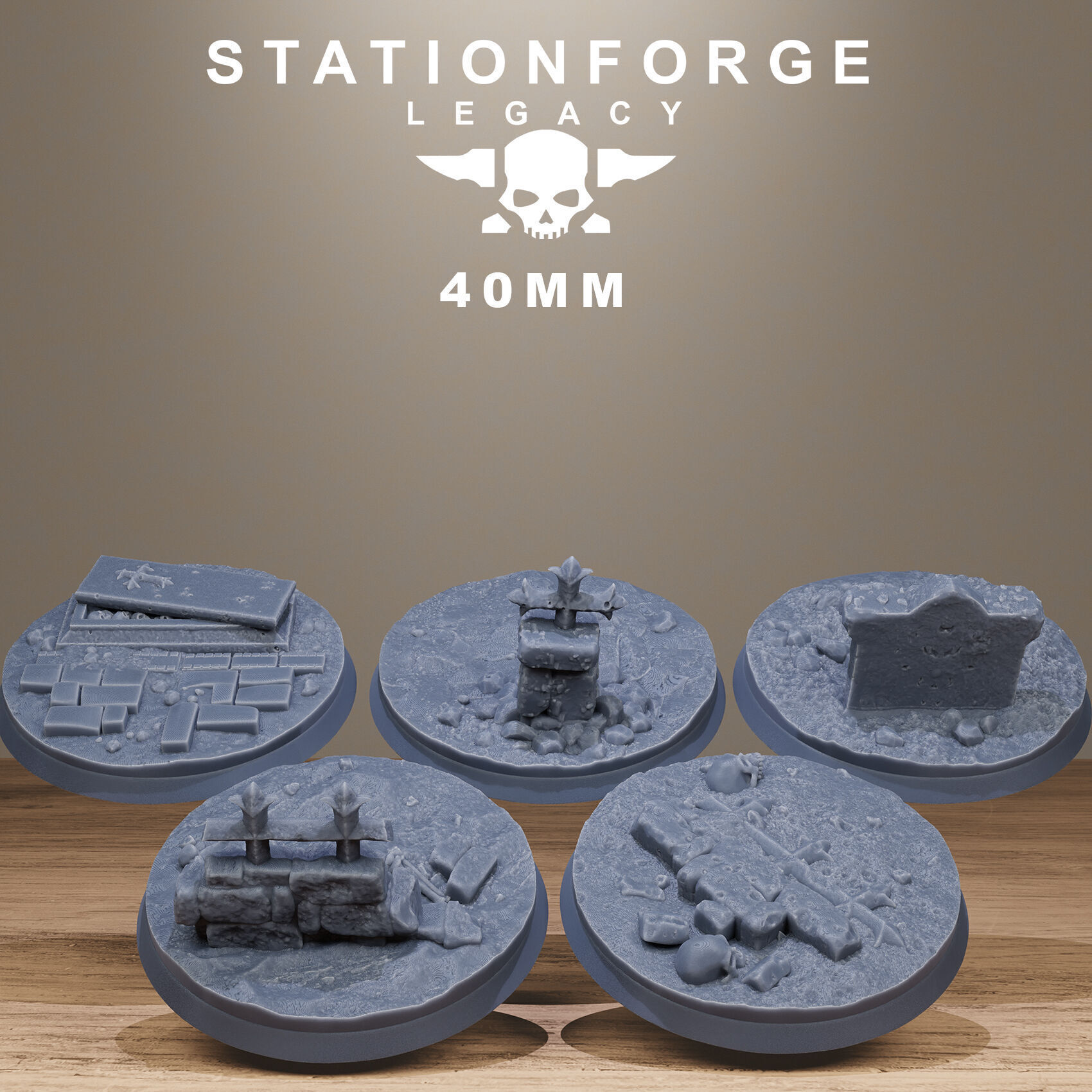 Gothic Bases Pack 40 Hollowed Bases And Toppers 3D print model_3