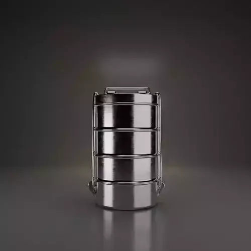 3D Model Stainless Steel Tiffin Carrier Lunch Box Low-poly 3D model