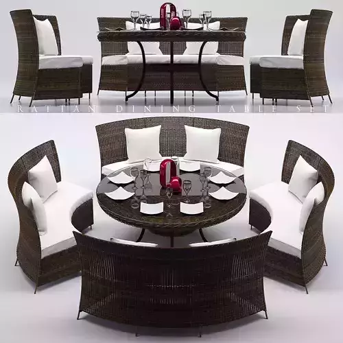 RATTAN DINING TABLE SET 2
