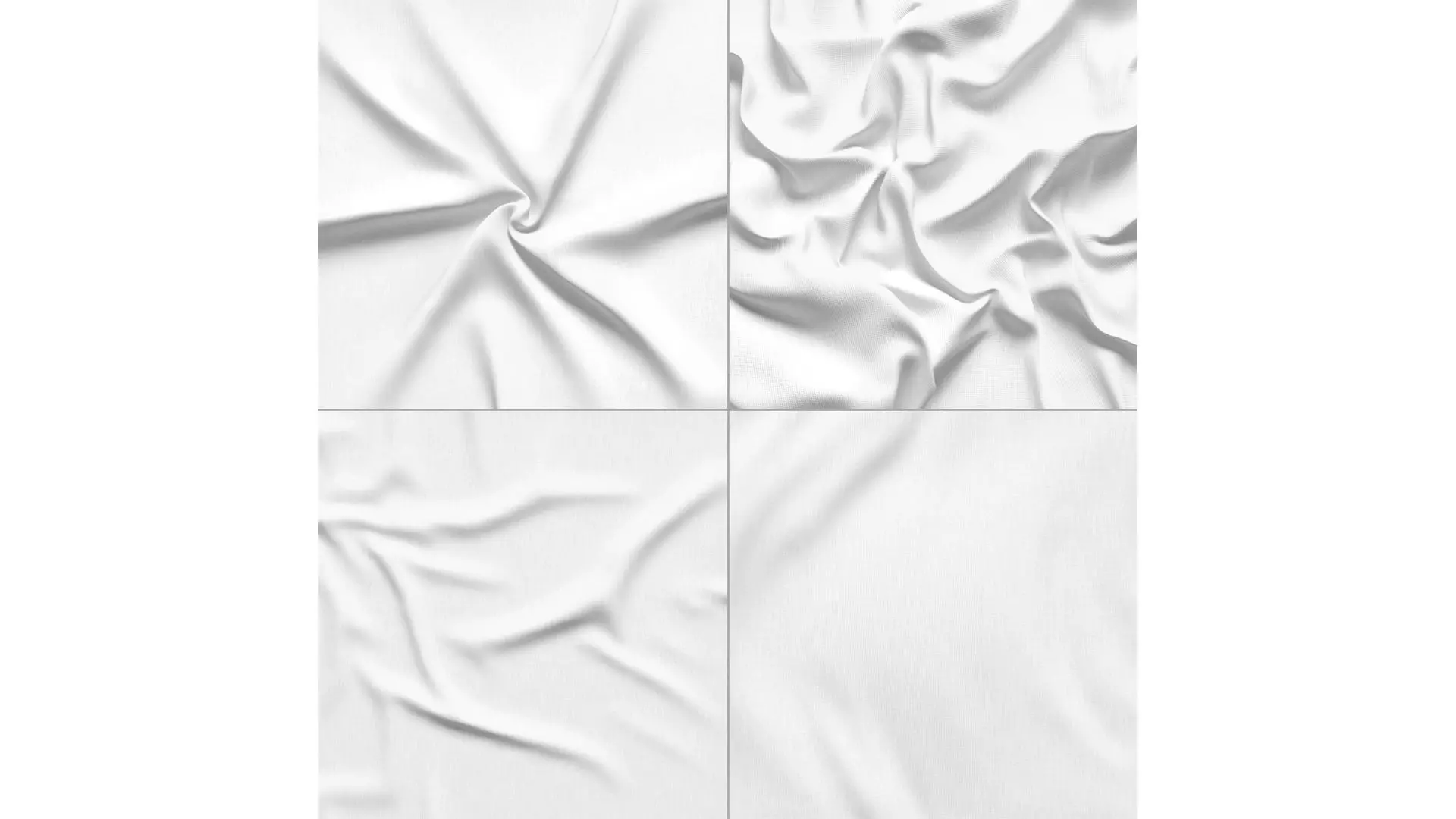 White Crumpled Fabric 4 Types - wrinkled cotton textile set 3D model_0