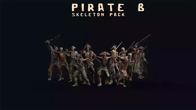 PIRATE SKELETON B PACK 3D Model Collection
