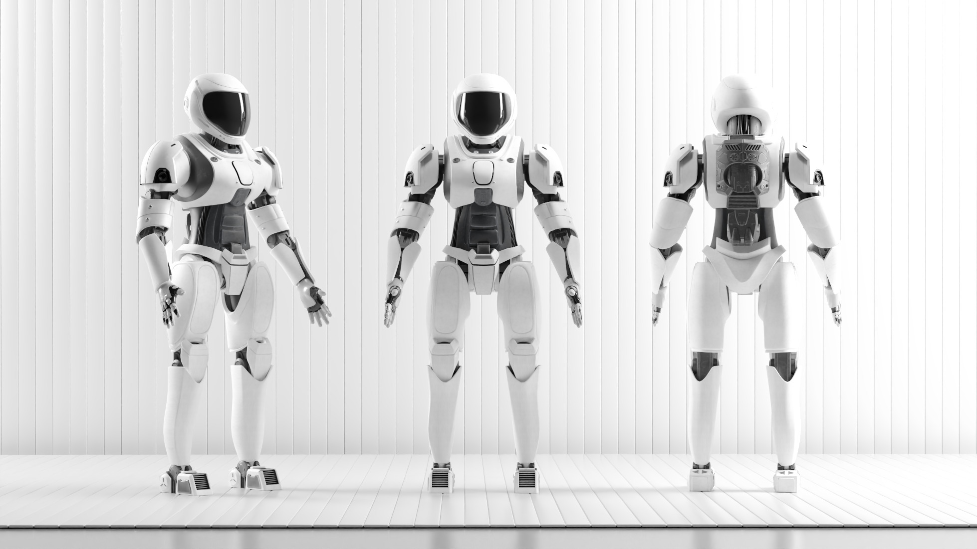 Sci-Fi Humanoid Robot - Vanguard Sentinel Unit Low-poly 3D model_5