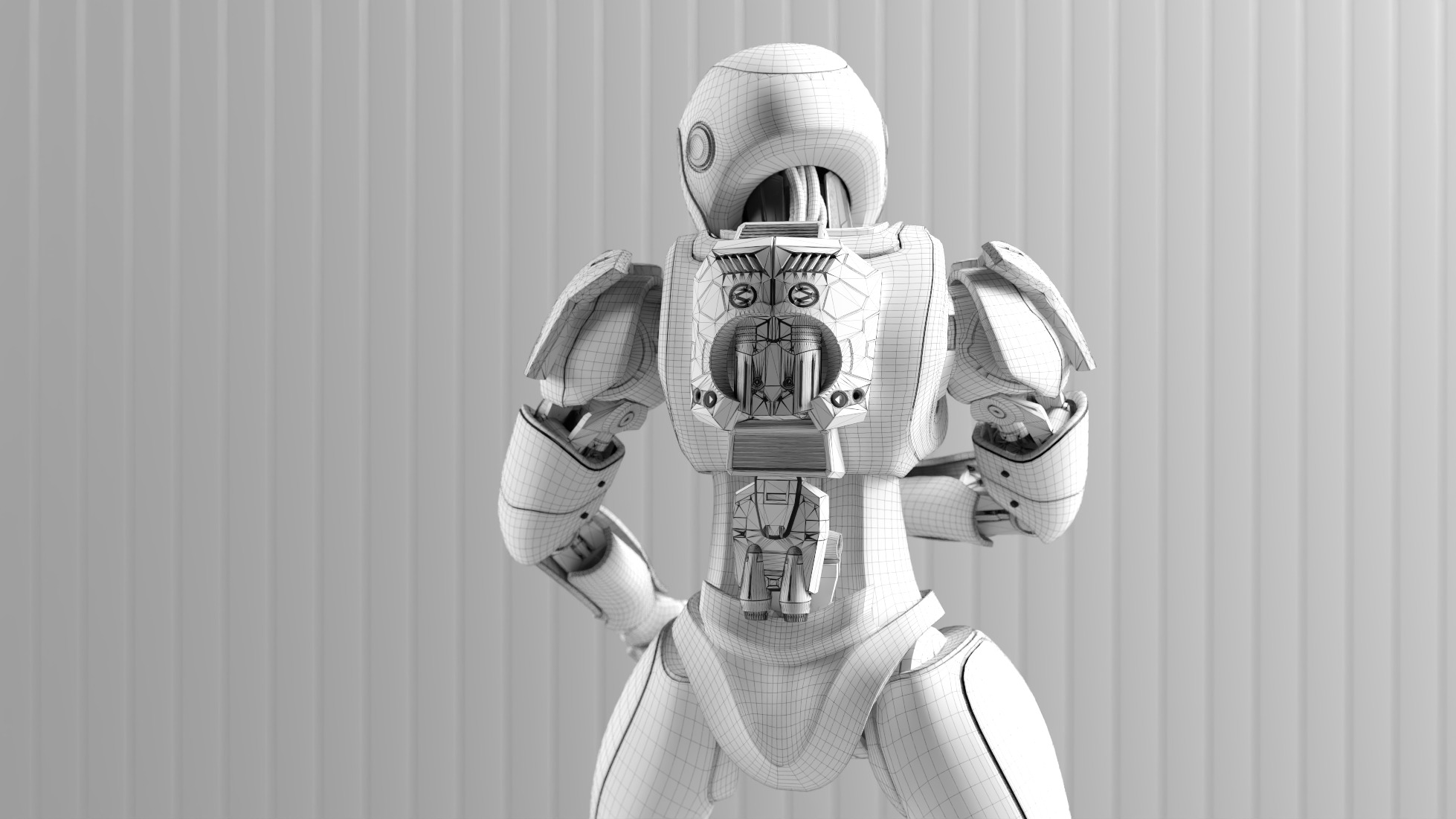 Sci-Fi Humanoid Robot - Vanguard Sentinel Unit Low-poly 3D model_10