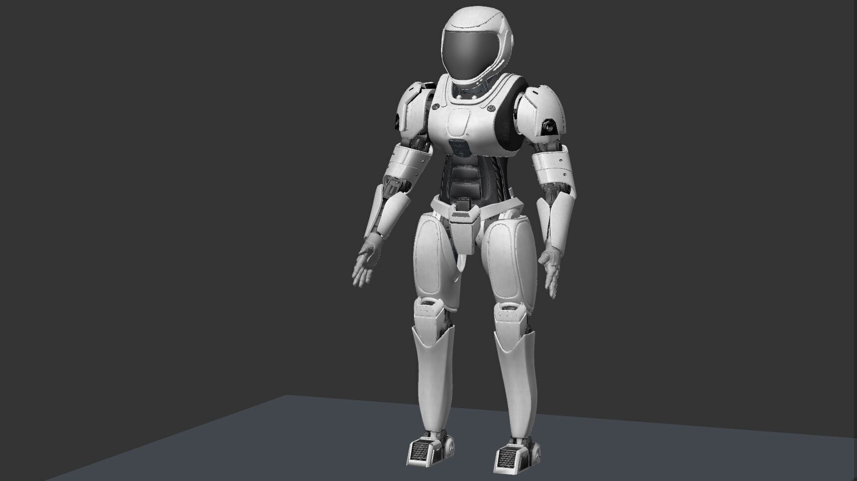 Sci-Fi Humanoid Robot - Vanguard Sentinel Unit Low-poly 3D model_12