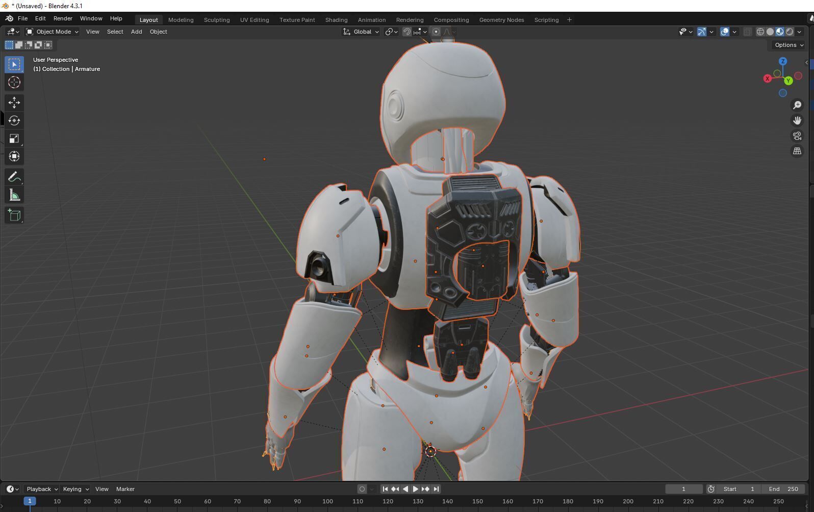 Sci-Fi Humanoid Robot - Vanguard Sentinel Unit Low-poly 3D model_21