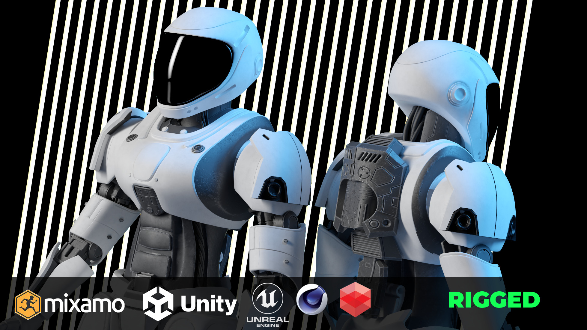 Sci-Fi Humanoid Robot - Vanguard Sentinel Unit Low-poly 3D model_2
