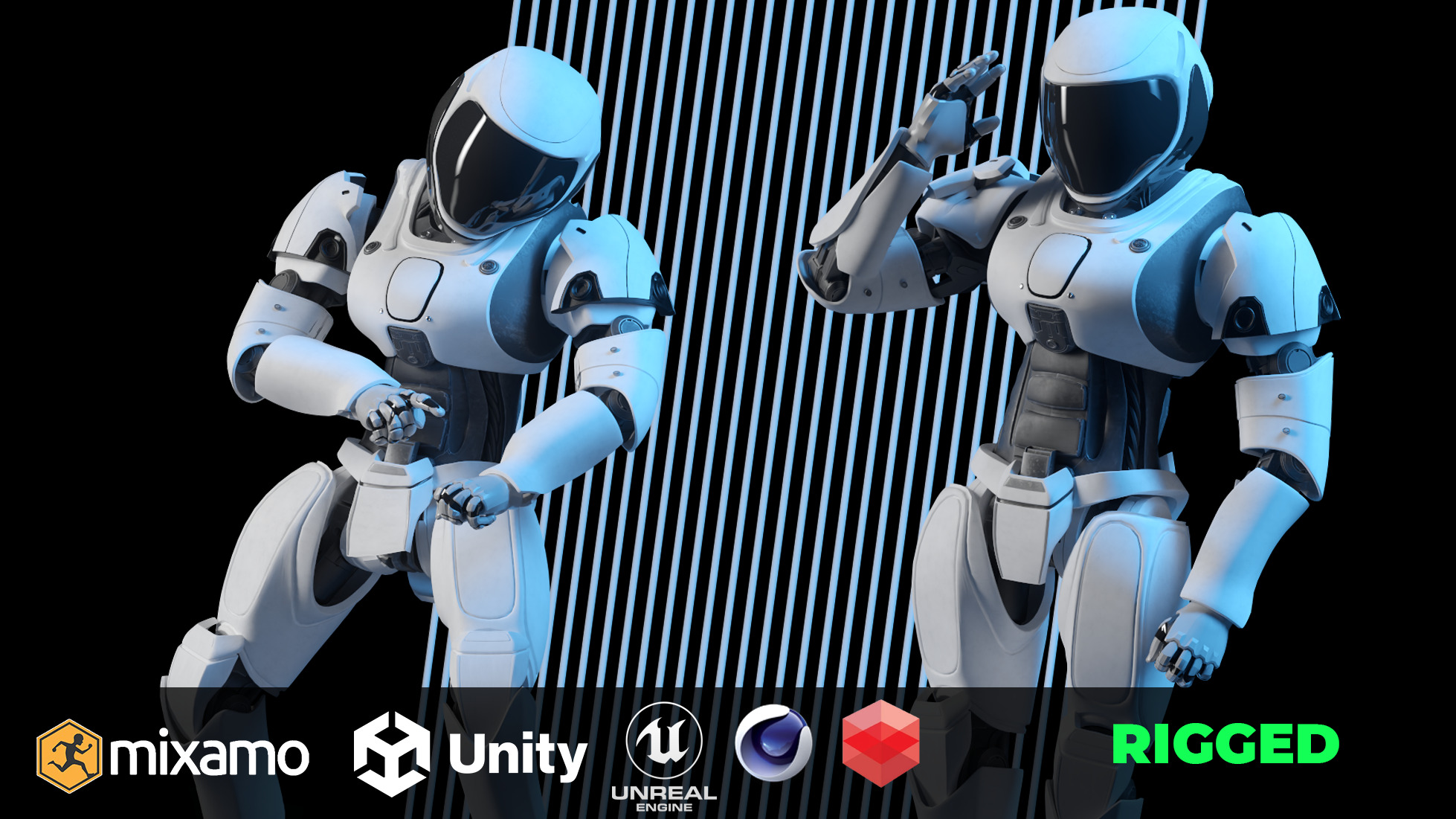 Sci-Fi Humanoid Robot - Vanguard Sentinel Unit Low-poly 3D model_3