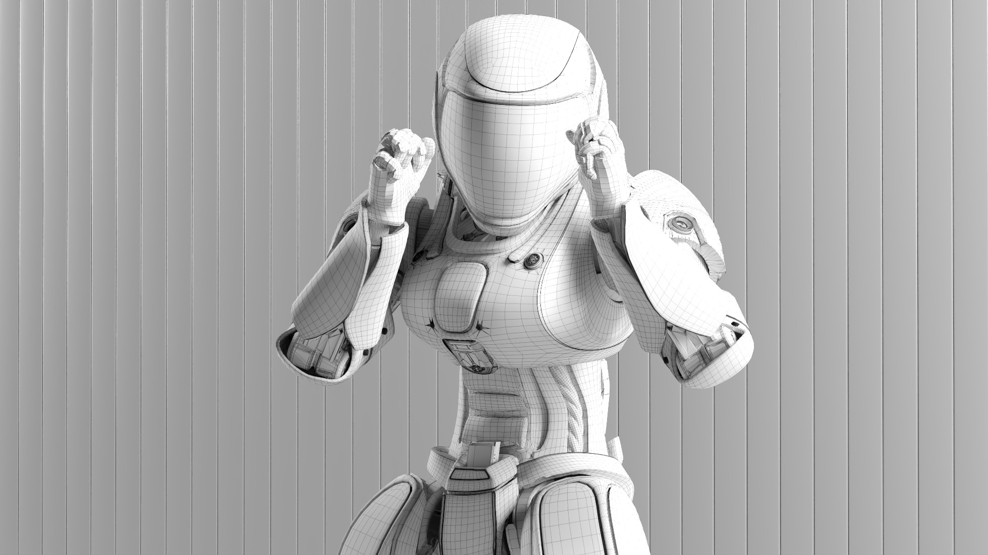 Sci-Fi Humanoid Robot - Vanguard Sentinel Unit Low-poly 3D model_11