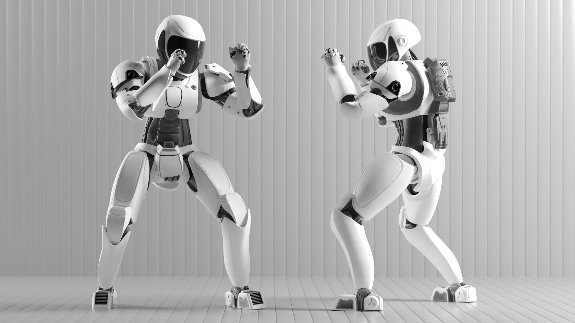 Sci-Fi Humanoid Robot - Vanguard Sentinel Unit Low-poly 3D model_8