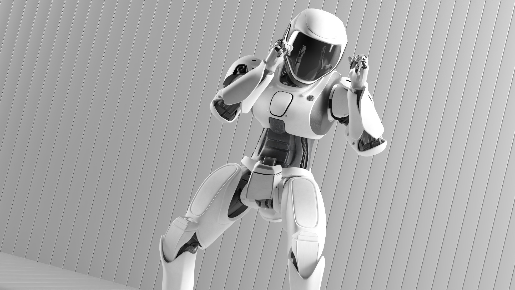 Sci-Fi Humanoid Robot - Vanguard Sentinel Unit Low-poly 3D model_7