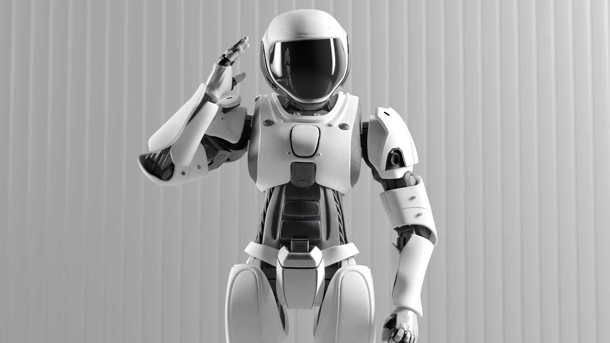 Sci-Fi Humanoid Robot - Vanguard Sentinel Unit Low-poly 3D model_6
