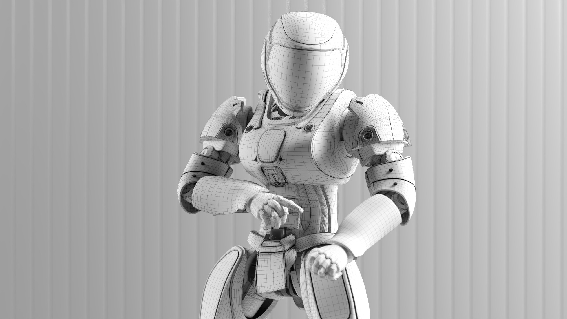 Sci-Fi Humanoid Robot - Vanguard Sentinel Unit Low-poly 3D model_9
