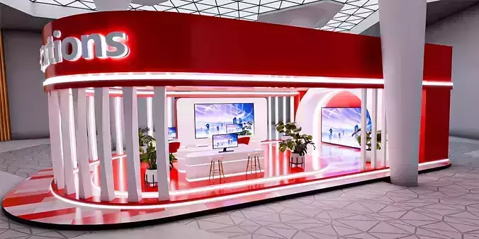Exhibition Booth 3D Model Clean Topology Node Based Shaders