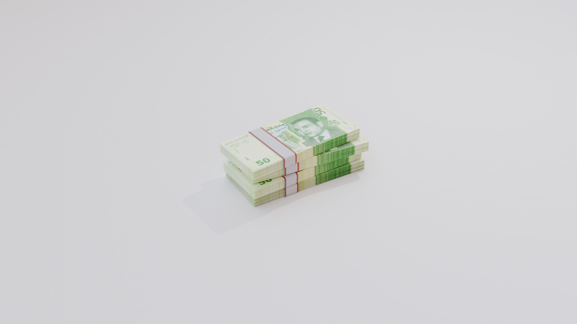50 Moroccan Dirham Currency Low-poly 3D model_5