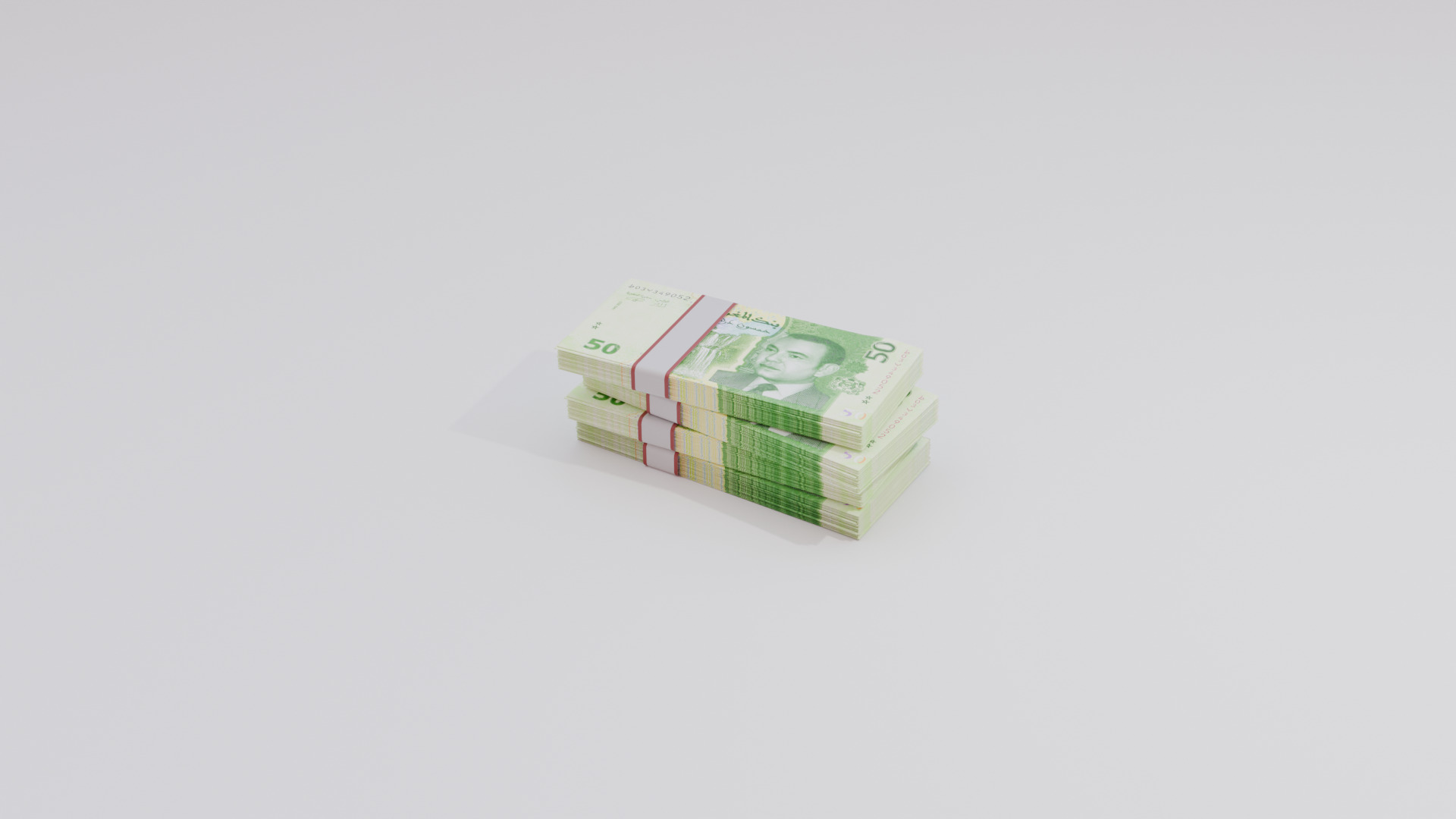 50 Moroccan Dirham Currency Low-poly 3D model_4