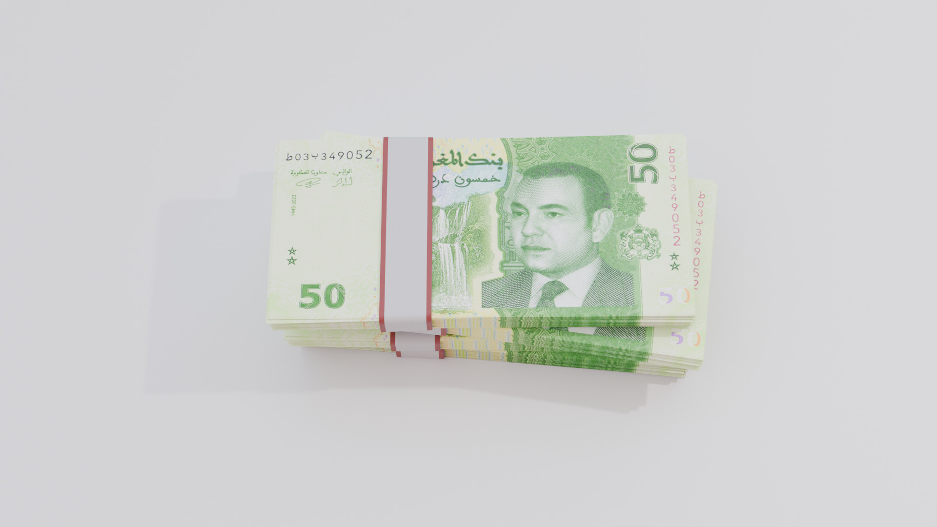 50 Moroccan Dirham Currency Low-poly 3D model_3