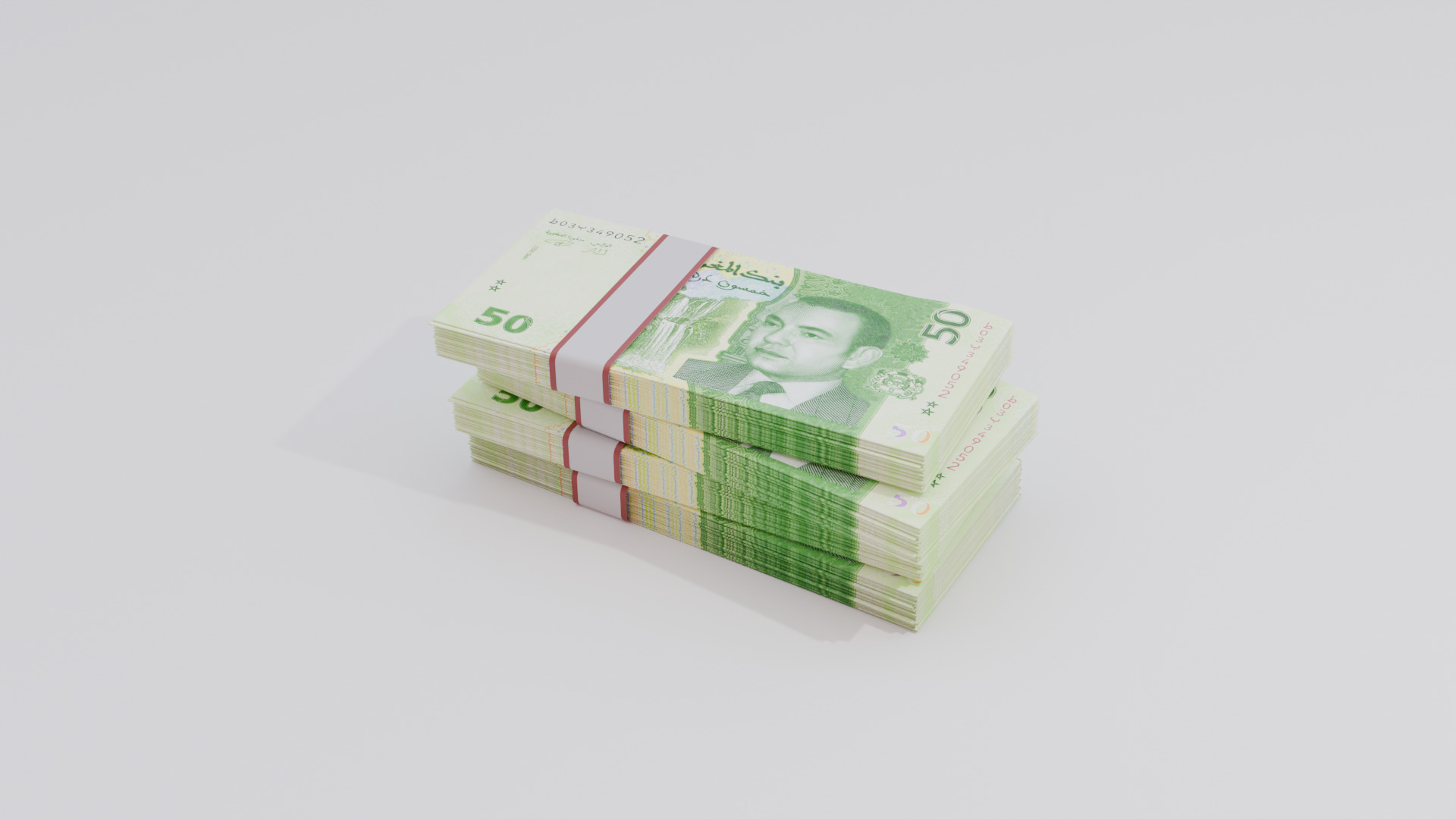 50 Moroccan Dirham Currency Low-poly 3D model_1